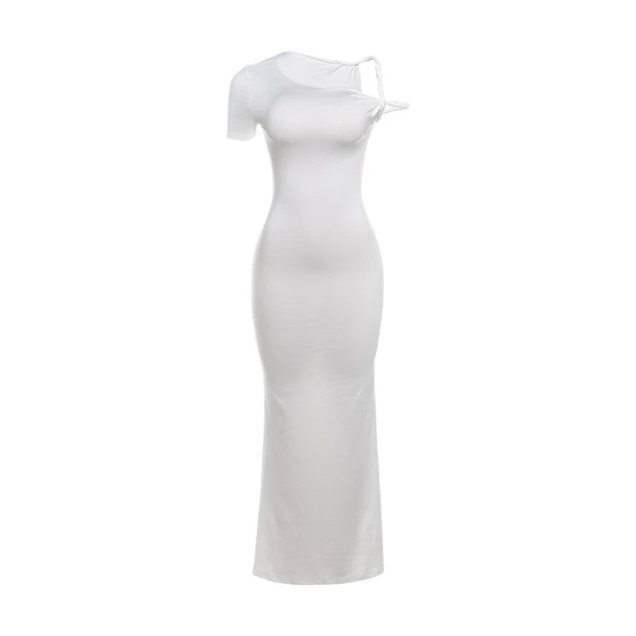 Weird Puss Bandage Dress Woman Summer Sexy Irregular Solid Sheath Chic Stretch  Body-Shape Smooth Birthday Party Elegant Bodycon