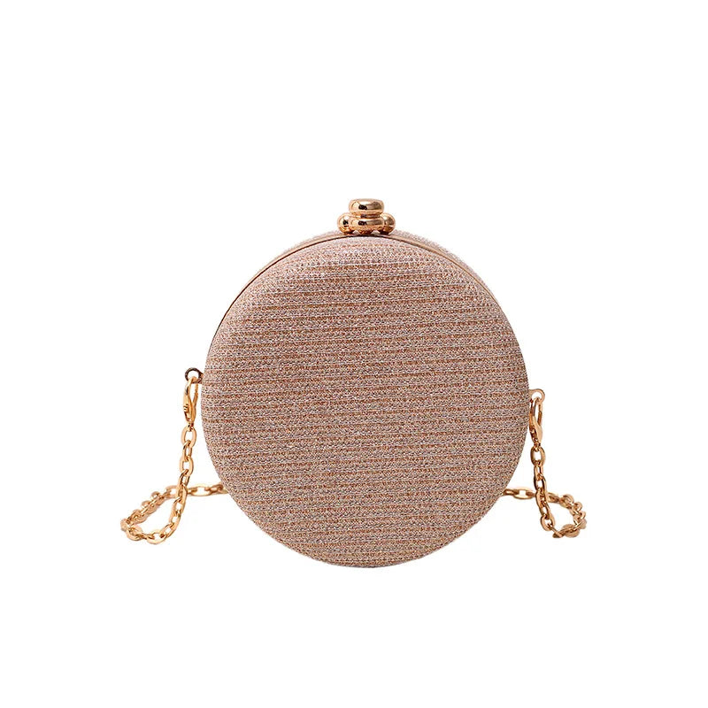 Bolso de hombro con cadena y lentejuelas de moda para mujer, bolso de piel sintética, bonito bolso redondo, mini bolso de verano, bolsa femenina