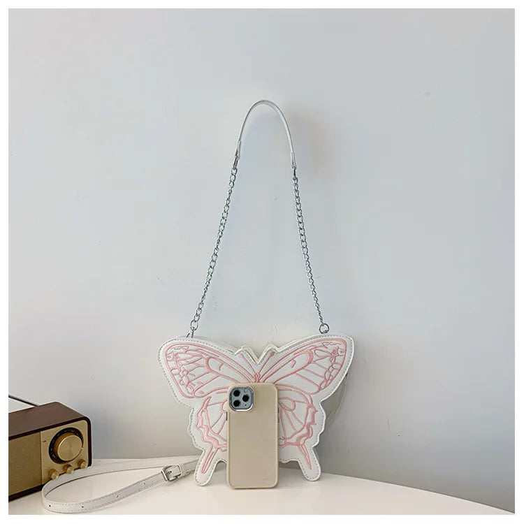 Bolso de hombro con forma de mariposa para mujer, moderno bolso de hombro con hilo bordado, bolso de hombro tipo axila