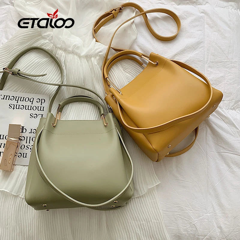 Bolso de mano de piel suave para mujer, bolso de hombro de alta calidad para mujer, bolso de mano tipo cubo, bolsos de moda para mujer, novedad de 2024