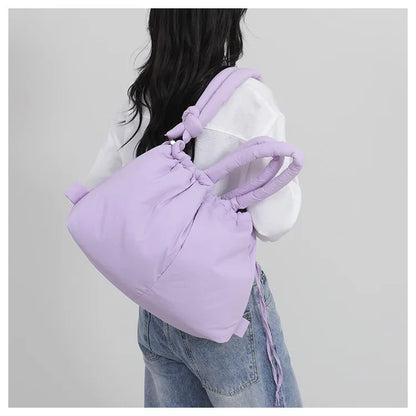 Fashion Large Capacity Puffer Tote Bag Designer Padded Women Handbag Nylon Knotted Strap Shoulder Crossbody Bag Big Shopper Bags