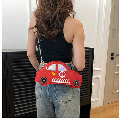 Bolso bandolera divertido para mujer, bonito bolso cruzado con cadena, bolso de mano con forma de coche para mujer, bolsos de hombro con personalidad