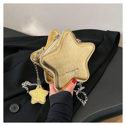 Bolso de hombro pequeño para mujer, bolso cruzado con forma de estrella de cinco puntas, bolso con cadena de dibujos animados para niñas