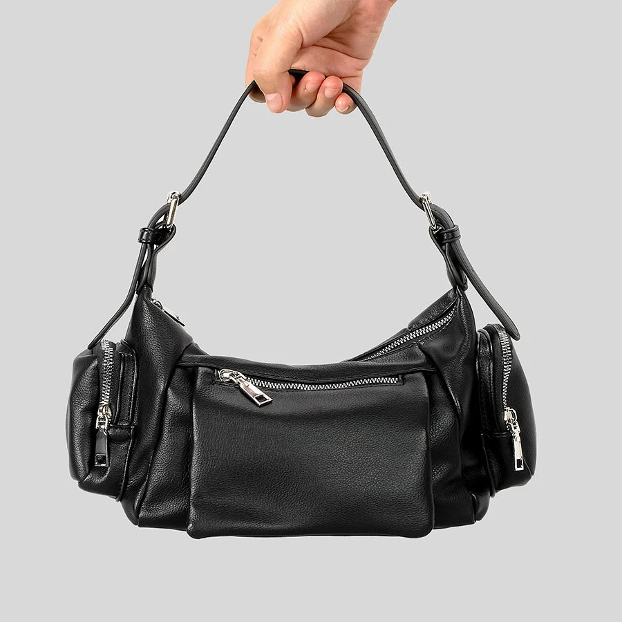 Bolso de mano vintage con múltiples bolsillos para mujer, estilo punk, de piel sintética de lujo, tipo bandolera, estilo mensajero Y2K 2024