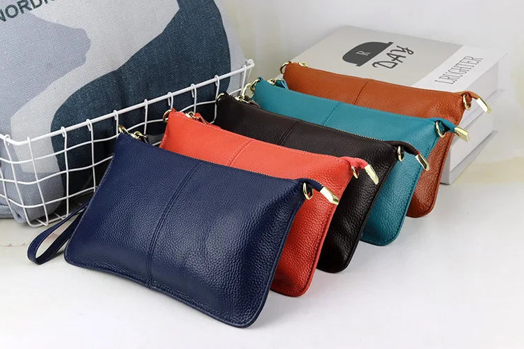 Bolsos de mano de piel auténtica de moda para el día a día para mujer, bolsos cruzados de hombro de color caramelo, bolsos de mano pequeños clásicos de lujo 2024