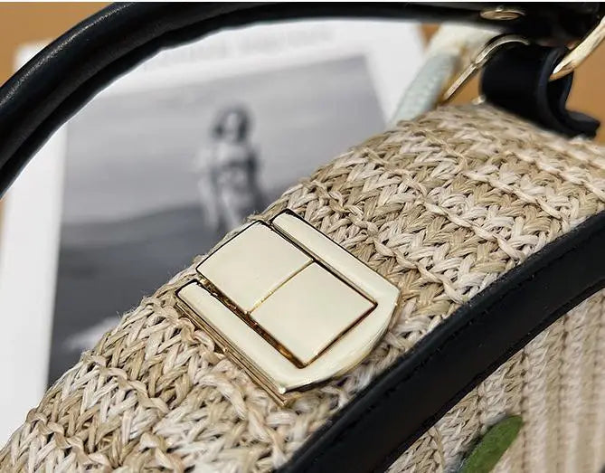 Fashion Summer straw bag Women Handbags Designer Wicker Woven Bag Tote beach bag PU 2022 Summer New Flap Crossbody Bag