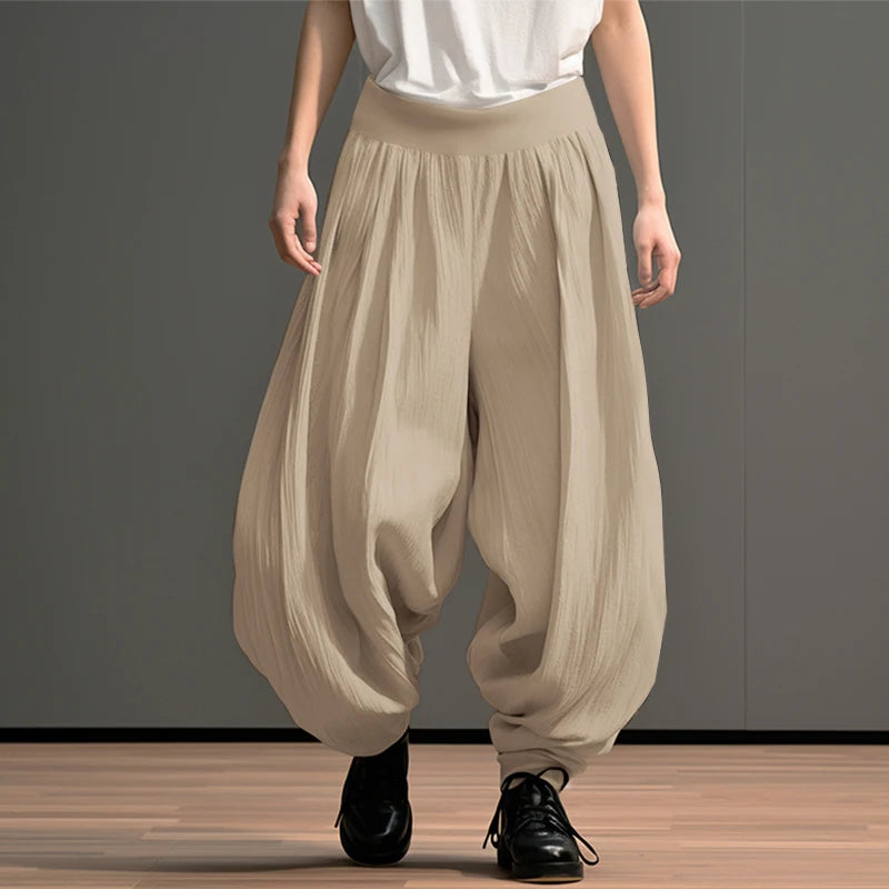 2024 Hommes Pantalons Jambes Larges Couleur Unie Taille Élastique Lâche Pantalons Décontractés Hommes Surdimensionnés Streetwear Mode Pantalons Longs S-5XL INCERUN