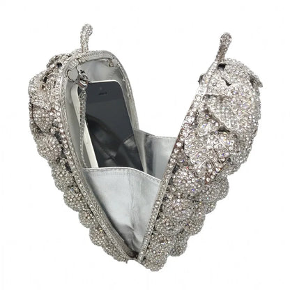 Bolso de mano de noche con forma de uva para mujer, bonito bolso de hombro con brillantes y diamantes de imitación para banquetes y fiestas de graduación