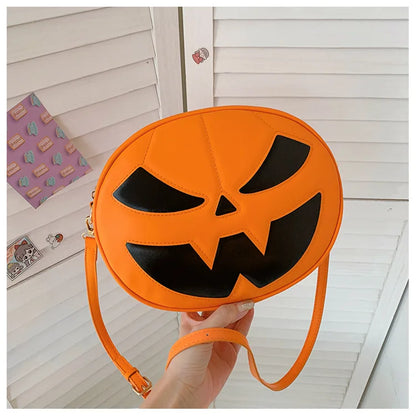 Bolso con forma de calabaza de Halloween 2023, nuevo bolso de hombro divertido con personalidad de dibujos animados a la moda, bolso cruzado pequeño redondo para mujer