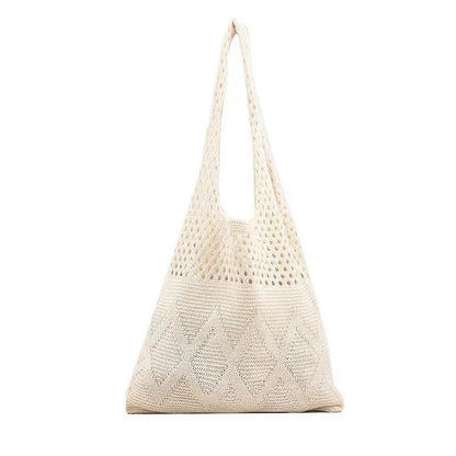 Casual Hollow Out Knitted Women Shoulder Bags Woolen Weave Large Capacity Tote Bag Summer Beach Bag Big Shopper Purses 2024