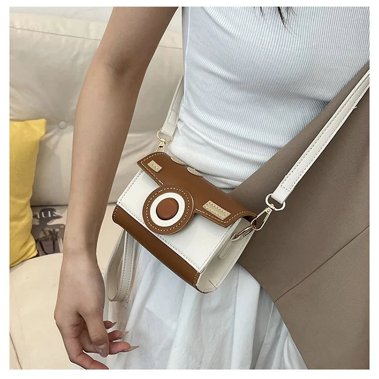 New Women Cute Contrasting Colors Camera Shape Clutch Ladies Casual Mini Crossbody Bag Small Shoulder Bag Purse Messenger Bags