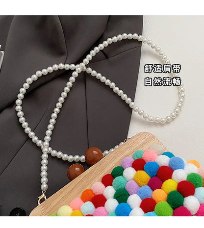 Bolso de hombro para mujer, bolso de mano con perlas de color caramelo, bolso cruzado con concha personalizado