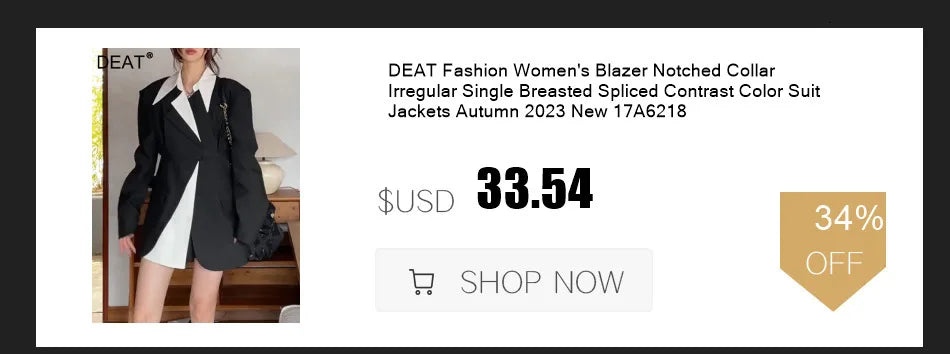 DEAT Fashion Blazer à col châle pour femme, manches longues, strass, double boutonnage, veste ample, nouvelle tendance automne 2024, 7AB1584