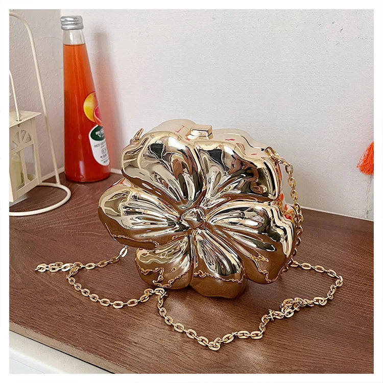 Acrylic Bag For Women Flower Shoulder Bag Fashion Chain Box Crossbody Bag