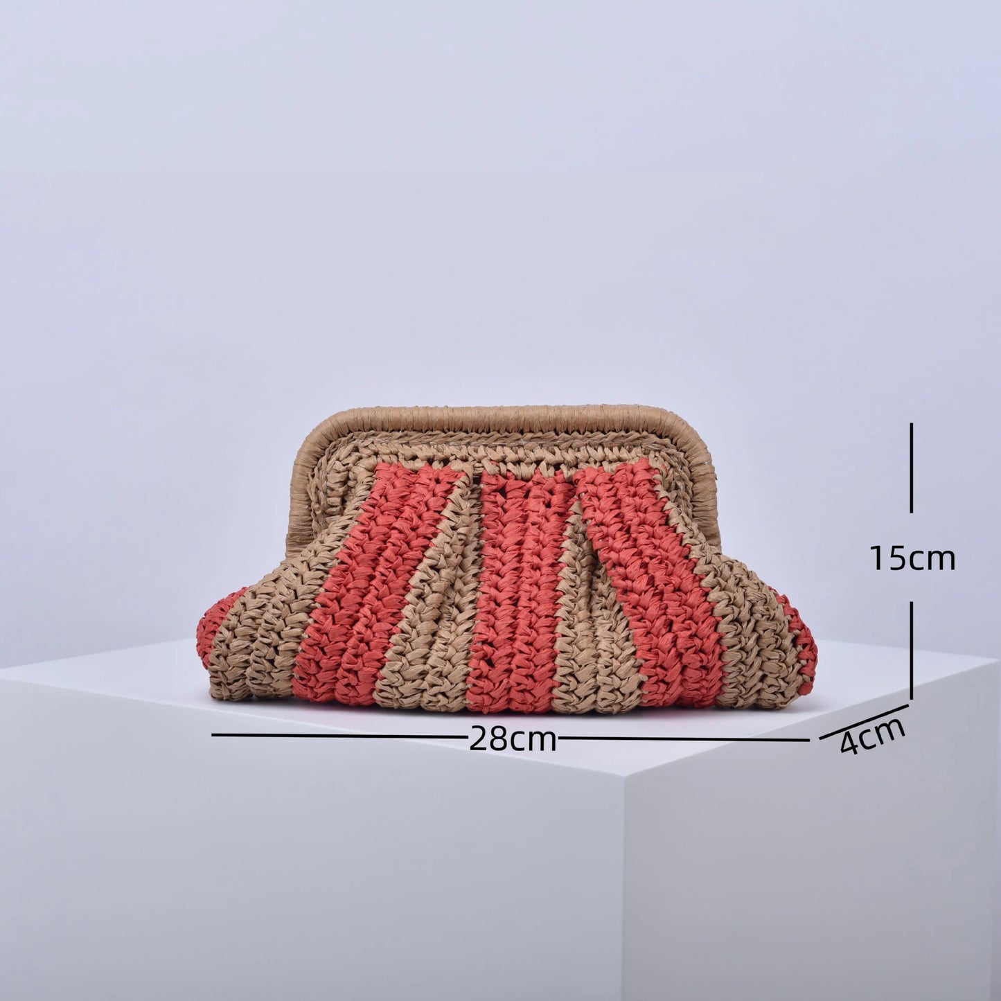 Fashion Striped Straw Clucth Bag for Women Weave Chains Shoulder Crossbody Bags Handmade Summer Beach Bag Small Party Purse 2024