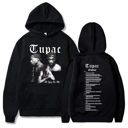 Sweat à capuche pour homme et femme, style hip-hop, streetwear, imprimé Shakur, décontracté, polaire, surdimensionné, manches longues