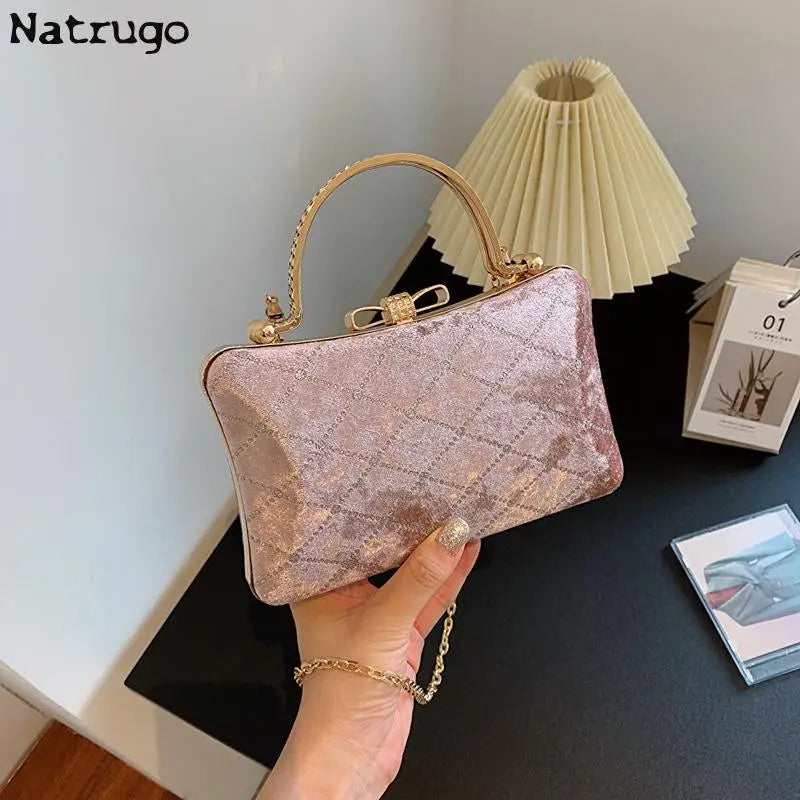 Bolso de mano de terciopelo para mujer, de lujo, para cenas formales, para dama de honor, para bodas, fiestas, con diamantes, bolso de hombro con cadena para mujer