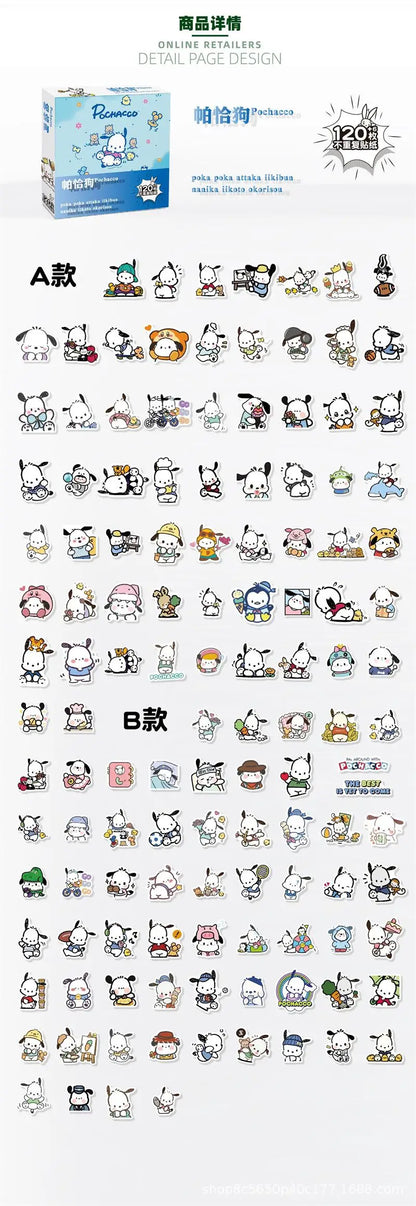 63Pcs Sanrio Hello Kitty Kuromi Cinnamoroll Pochacco Stickers for Kids Girls DIY Laptop Phone Diary Cute Cartoon Sanrio Sticker