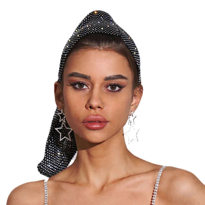 Diademas de malla para mujer, tocados con diamantes de imitación, accesorios de moda para mujer, nueva diadema elástica con adornos de diamantes, pañuelo para la cabeza