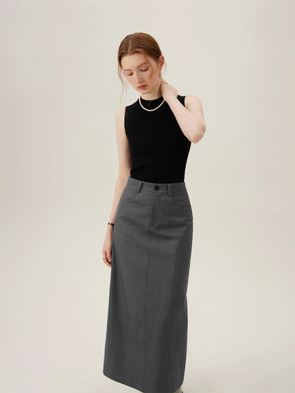 FSLE Commuter Style Straight High Waist Skirt for Women Spring 2024 New Style Slimming Long Skirt Female 24FS11059