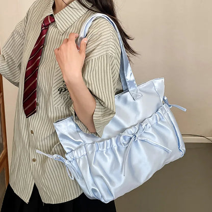 Sac Lolita Kawaii JK pour filles, sac à bandoulière léger et froissé avec nœud papillon, pour femmes, 2024, sacs à main et bourses pour lycéennes japonaises