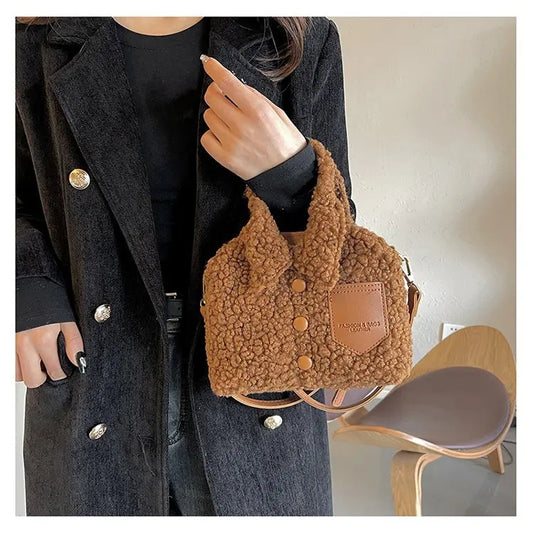 Women Shoulder Bag Winter Lamb Wool Crossbody Bag Small Clothes Shape Messenger Bag