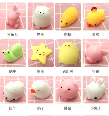 5-50 piezas de juguetes blandos Kawaii Squishy Mochi Anima para niños, pelotas antiestrés, juguetes para aliviar el estrés para fiestas de cumpleaños