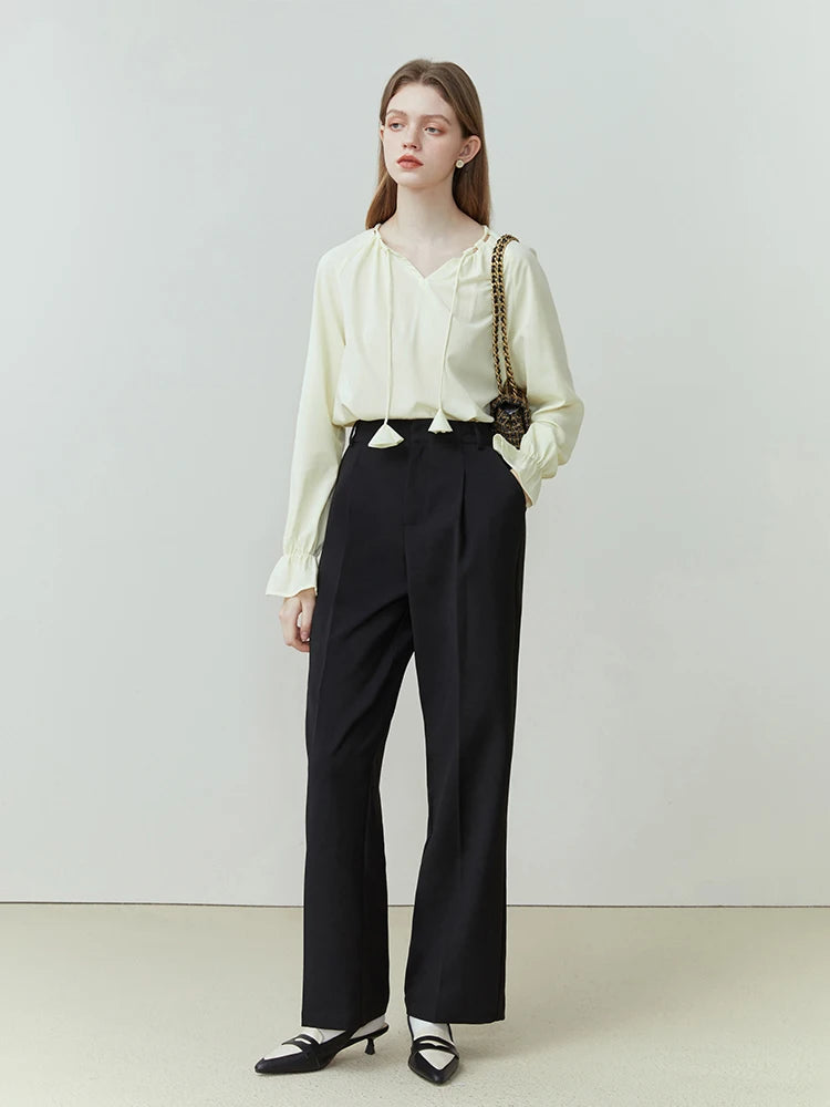 FSLE Commuter All-match Suit for Women Wide-leg Pants Suit New Short Blazer Jacket High Waist Loose Pan Two-piece Set Female