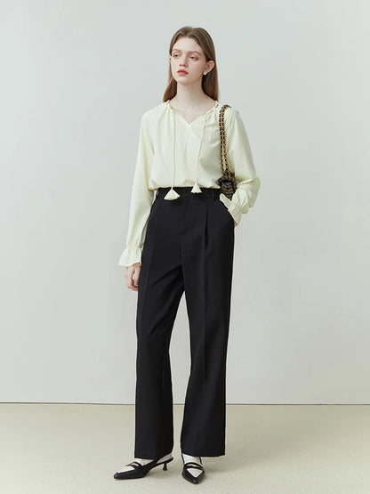 FSLE Commuter All-match Suit for Women Wide-leg Pants Suit New Short Blazer Jacket High Waist Loose Pan Two-piece Set Female