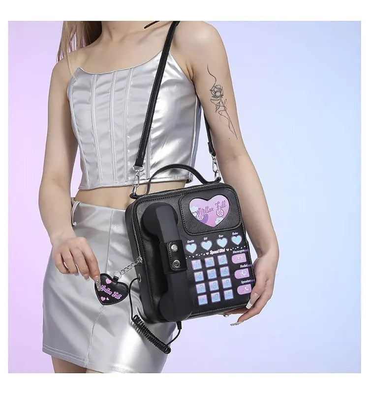 Bolso de mano para mujer, divertido bolso de hombro con forma de teléfono para niñas, estilo de moda femenino, lindo bolso cruzado