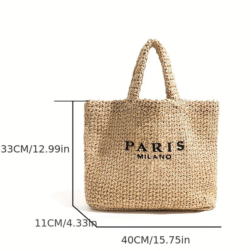 Casual Large Capacity Straw Tote Bag Designer Letters Women Handbags Handmade Woven Summer Beach Bag Big Shopper Purses 2024