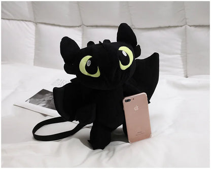 Bolso de peluche negro, bolso de hombro, bolso de mensajero con diseño de muñeca de dibujos animados, bolso cruzado de animé kawaii, bolso de mano informal de moda para niñas