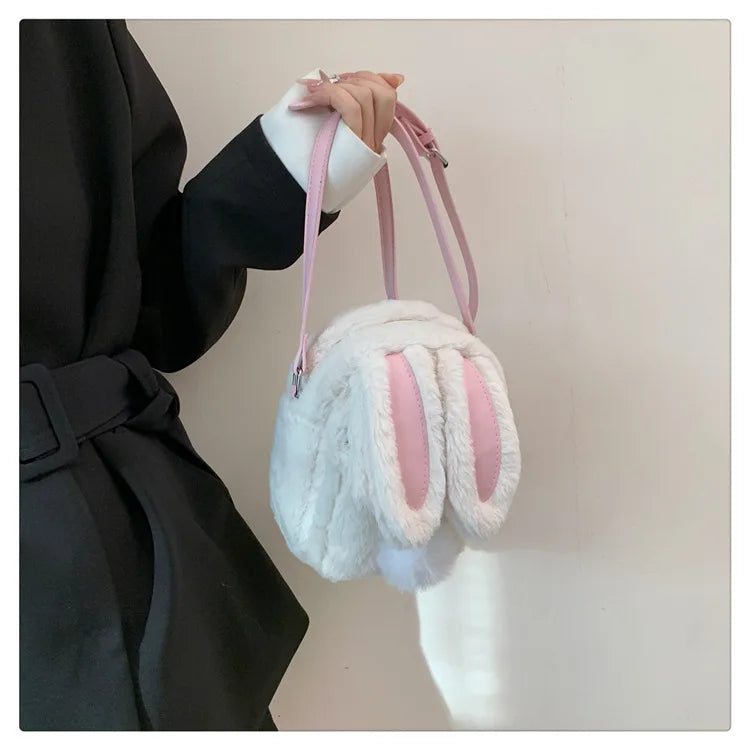 Plush Rabbit Single Shoulder Bag Doll Crossbody Bag For Girls 2024 New Cute Small Coin Wallet Phone Bag Toys For Children