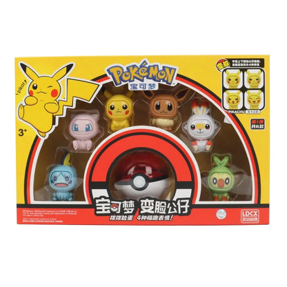 Figurine d'action Pokémon changeant de visage Kawaii 12 types de poupée Dragon Ball Pokeball Pocket Monster Pikachu ensemble de jouets pour enfants