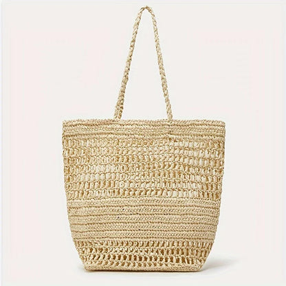 casual hollow out straw bag letters weave women shoulder bags handmade lady handbags summer beach large tote bali purses 2024