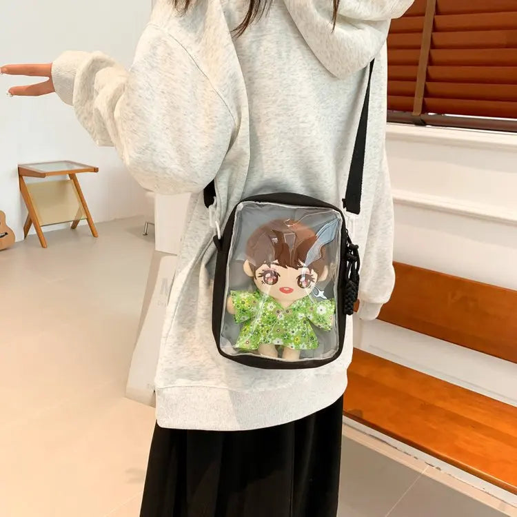 Bolsos transparentes tipo itabag japoneses kawaii para muñecas de 20 cm, bonitos bolsos cruzados para niñas de la escuela, bolsos de hombro y carteras JK