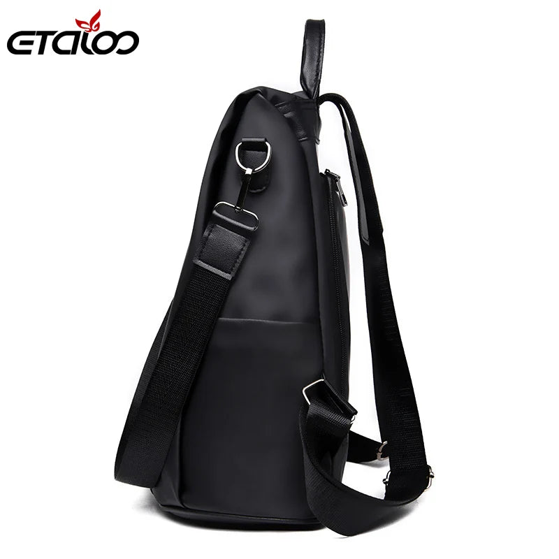 Women Backpack Fashion School Bags for Teenager Girls Casual Women Black Backpacks High Quality PU Leather Solid Bag Soft Handle