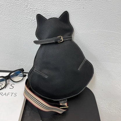 Bolso bandolera personalizado con diseño de gato, bonito bolso de un solo hombro, moderno bolso de pecho retro con textura de cuero suave, bolso de diseñador para mujer 2024