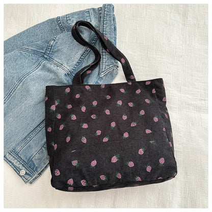 Sac fourre-tout décontracté à motif de fraises, grande capacité, sacs à bandoulière pour femmes, sacs à main chics et simples, grand sac de courses en nylon, sacs à main pour étudiants