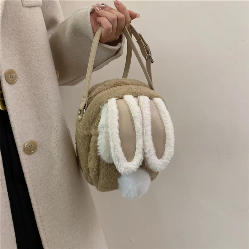 Plush Rabbit Single Shoulder Bag Doll Crossbody Bag For Girls 2024 New Cute Small Coin Wallet Phone Bag Toys For Children