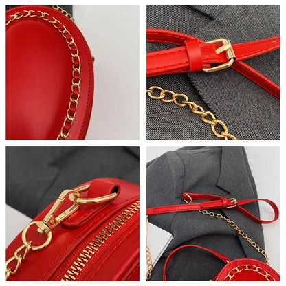 Bolsos y carteras para mujer, bolso de hombro con forma de corazón rojo a la moda, bolso cruzado con cadena para mujer, bolso de mano y cartera para mujer