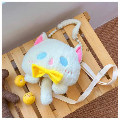 2024 Nuevo bolso de hombro de gato de peluche Lindo bolso de mano pequeño Bolso de mano de diseño de dibujos animados para mujer Elegante bolso cruzado Monedero