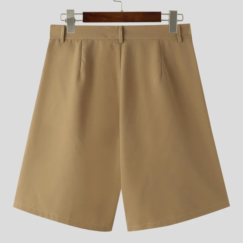 2024 Hommes Shorts Décontractés Couleur Unie Plissé Lâche Été Jambe Large Shorts Hommes Streetwear Mode Loisirs Hommes Bas S-5XL INCERUN