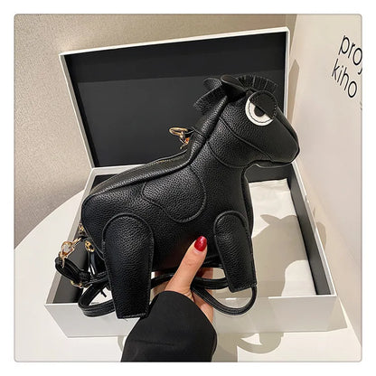 Lady Fashion High Quality Animal Horse Shape Shoulder Bag Cute PU Leather Tassel Crossbody Bag Female Handbags