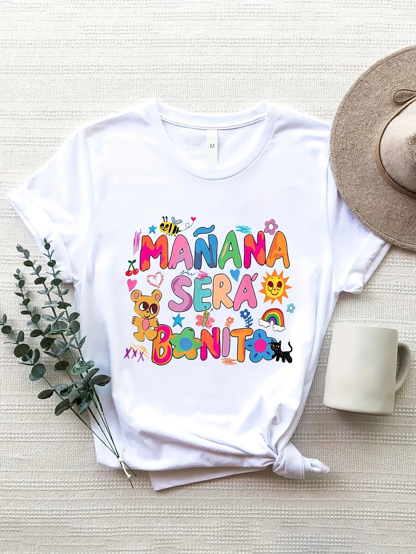 Cartoon Print Women T-Shirt, Short Sleeve Crew Neck Casual Top for Summer & Spring, Women's Clothing