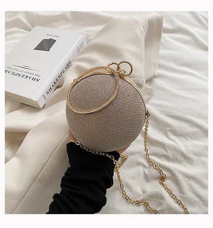 Elegant Luxury Women Clutch Bag Evening Bag With Rhinestone Exquisite For Ladies Wedding Party Round ball Bag Handbag Clutches