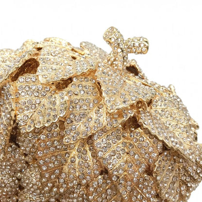 Bolso de mano de noche con forma de uva para mujer, bonito bolso de hombro con brillantes y diamantes de imitación para banquetes y fiestas de graduación