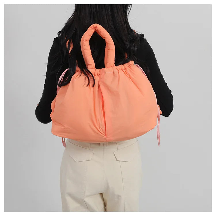 Fashion Large Capacity Puffer Tote Bag Designer Padded Women Handbag Nylon Knotted Strap Shoulder Crossbody Bag Big Shopper Bags