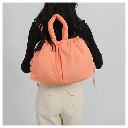 Fashion Large Capacity Puffer Tote Bag Designer Padded Women Handbag Nylon Knotted Strap Shoulder Crossbody Bag Big Shopper Bags