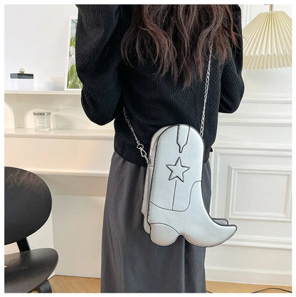 Fashion Funny Long Boots Shaped Handbag Women's Creative Leather Single Shoulder Bag Gothic Personalized Party Mujer Femme Bag